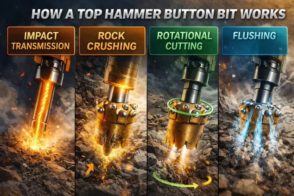 Top Hammer Button Bit Works