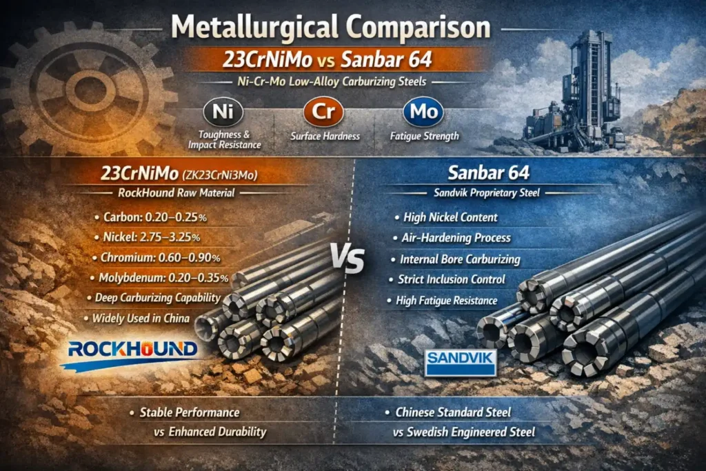 Comparación de materiales-23CrNiMo vs Sanbar64